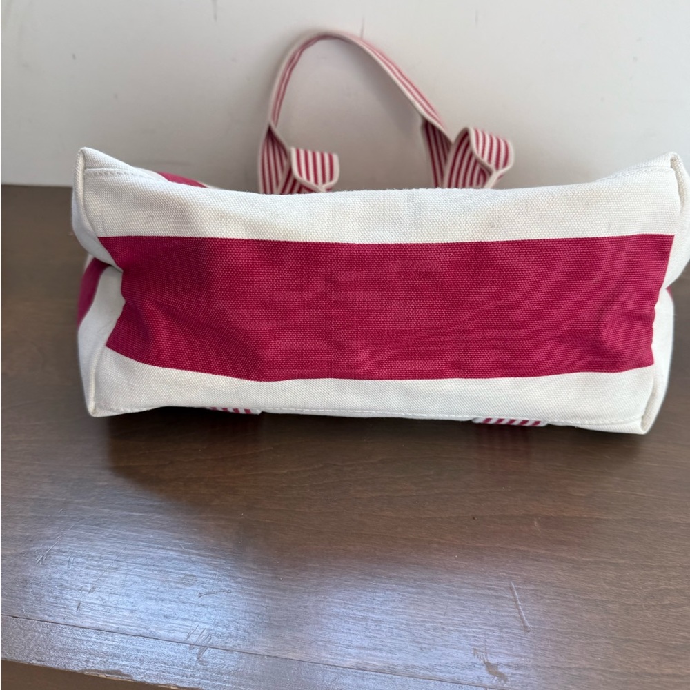 Lacoste Pink and White Striped Women's Tote Bag - Picture 11 of 12